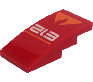LEGO Red Slope 2 x 4 Curved with Fire Mech E12 and Flames Ankle Sticker (93606)