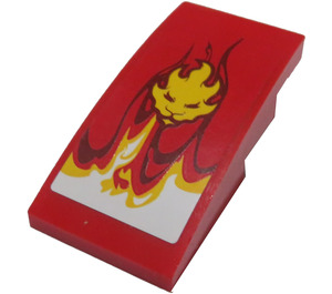LEGO rouge Pente 2 x 4 Incurvé avec Flames et Lion Diriger Autocollant (93606)