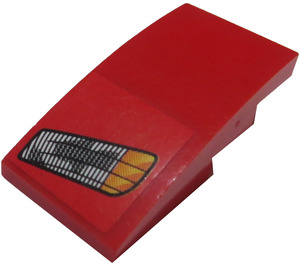 LEGO rouge Pente 2 x 4 Incurvé avec grise et Orange Phare (La gauche) Autocollant (93606)
