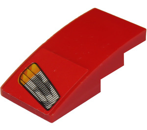 LEGO rot Steigung 2 x 4 Gebogen mit Grau und Orange Scheinwerfer (Recht) Aufkleber (93606)