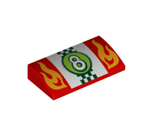 LEGO rouge Pente 2 x 4 Incurvé avec Race Auto No. 8 avec tubes inférieurs (16486 / 88930)
