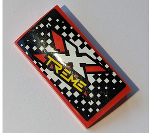 LEGO rot Steigung 2 x 4 Gebogen mit Xtreme Logo Aufkleber mit Unterrohren (88930)