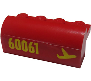 LEGO Red Slope 2 x 4 x 1.3 Curved with '60061' and Plane Sticker (6081)