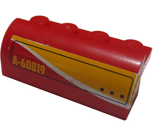 LEGO rouge Pente 2 x 4 x 1.3 Incurvé avec "A-60019" Droite Autocollant (6081)