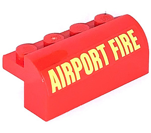 LEGO Red Slope 2 x 4 x 1.3 Curved with 'Airport Fire' Sticker (6081)