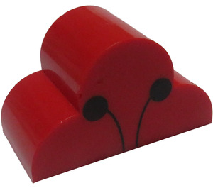 LEGO Red Slope 2 x 4 x 2 Curved with Rounded Top with Ladybug Antennae (6216)