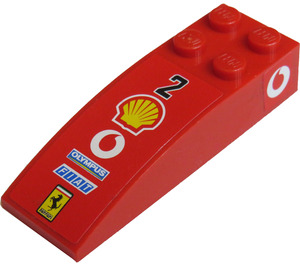 LEGO Red Slope 2 x 6 Curved with Racing Logos Sticker (44126)