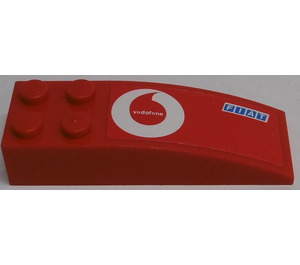 LEGO Red Slope 2 x 6 Curved with Vodafone & Fiat (Left) Sticker (44126)
