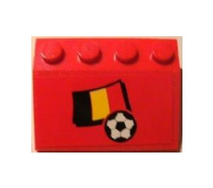 LEGO rouge Pente 3 x 4 (25°) avec Belgian Drapeau et Football Autocollant (3297)