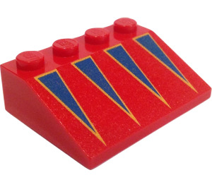 LEGO Rood Helling 3 x 4 (25°) met Blauw Triangles (3297)
