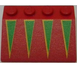 LEGO Red Slope 3 x 4 (25°) with Green Triangles (3297)