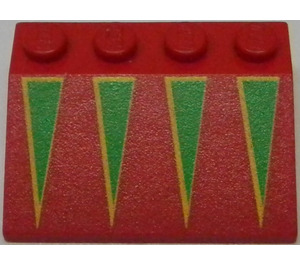 LEGO Rojo Con pendiente 3 x 4 (25°) con Verde Triángulos (3297)