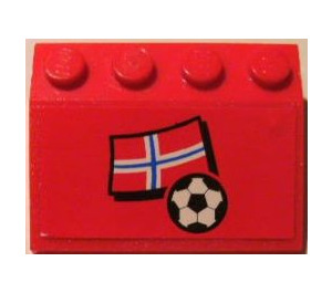 LEGO Red Slope 3 x 4 (25°) with Norway Flag and Football Sticker (3297)