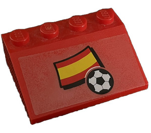 LEGO Red Slope 3 x 4 (25°) with Spain Flag and Football Sticker (3016)