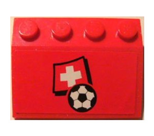 LEGO Red Slope 3 x 4 (25°) with Swiss Flag and Football Sticker (3297)