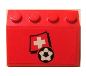 LEGO Rood Helling 3 x 4 (25°) met Swiss Vlag en Voetbal Sticker (3297)