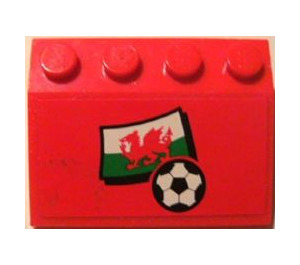LEGO Red Slope 3 x 4 (25°) with Welsh Flag and Football Sticker (3297)