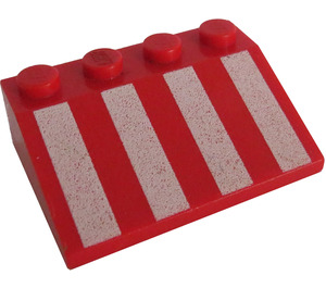 LEGO Red Slope 3 x 4 (25°) with White Stripes (3297)