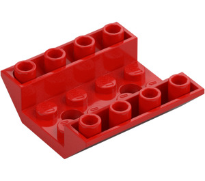 LEGO Rouge Pente 4 x 4 (45°) Double Inversé avec Open Centre (2 trous) (4854 / 72454)