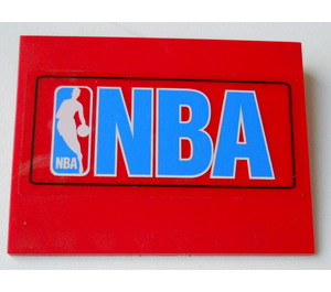 LEGO Red Slope 6 x 8 (10°) with NBA Logo (Blue Text) Sticker (4515)