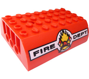 LEGO Rood Helling 6 x 8 x 2 Gebogen Dubbele met "Brand DEPT" (45411 / 45953)