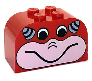 LEGO Red Slope Brick 2 x 4 x 2 Curved with Face with Horns (4744)