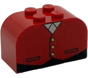 LEGO rouge Pente Brique 2 x 4 x 2 Incurvé avec Vest (4744)