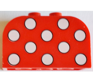 LEGO Red Slope Brick 2 x 4 x 2 Curved with White Dots (4744 / 82362)