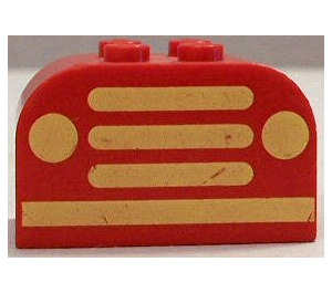 LEGO Red Slope Brick 2 x 4 x 2 Curved with yellow car grille pattern (4744)