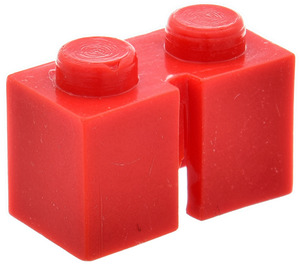 LEGO rouge Slotted Brique 1 x 2 sans tubes internes, 1 encoche