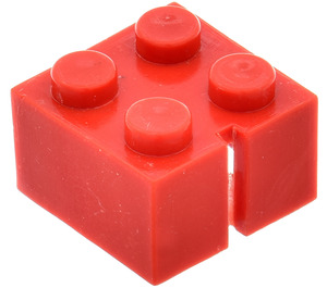 LEGO Red Slotted Brick 2 x 2 without Bottom Tubes, 1 slot