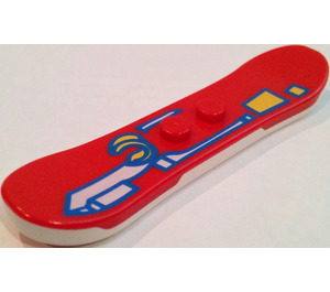 LEGO Red Snowboard with Blue, White and Yellow Decoration