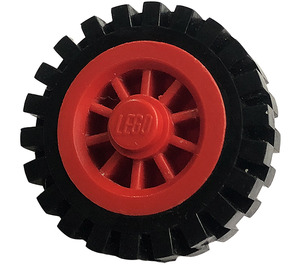 LEGO Rot Spoked Wheel with Black Tire