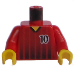 LEGO Red Sports Torso with Soccer Shirt with Number 10 on Front and Back (973)