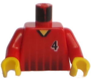 LEGO Red Sports Torso with Soccer Shirt with Number 4 on Front and Back (973)