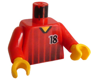 LEGO Red Sports Torsowith Soccer Shirt with Number 18 on Front and Back (973 / 73403)