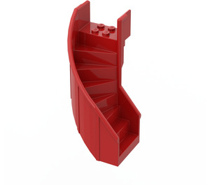 LEGO Red Staircase 6 x 6 x 7.333 Enclosed Curved (2046)