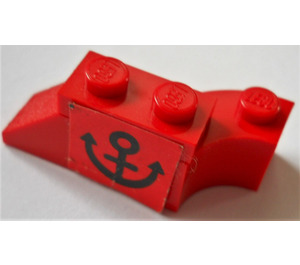 LEGO rot Stickered Assembly mit anchor (Recht) Aufkleber