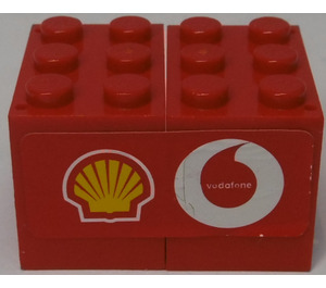 LEGO Red Stickered Assembly with Shell and Vodafone Logo (Left)