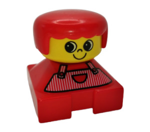 LEGO Rosso Striscia Salopette e Rosso Capelli Figura Duplo