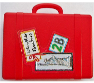 LEGO Red Suitcase with Film Hinge with "2B" and Statue of Liberty Sticker (33007)