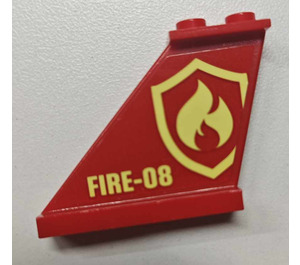 LEGO rot Schwanz 4 x 1 x 3 mit Feuer Logo Badge und 'FIRE-08' (Both Sides) Aufkleber (2340)
