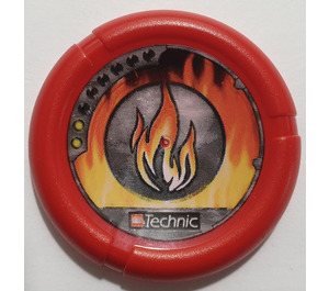 LEGO Red Technic Bionicle Weapon Throwing Disc with Fire, 2 Pips, Flame Logo (32171)
