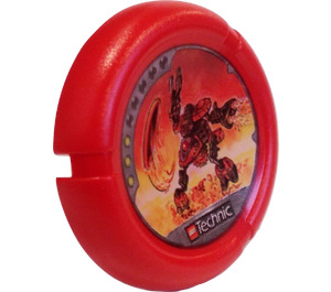 LEGO Red Technic Bionicle Weapon Throwing Disc with Fire, 3 Pips, Torch Logo (32171)