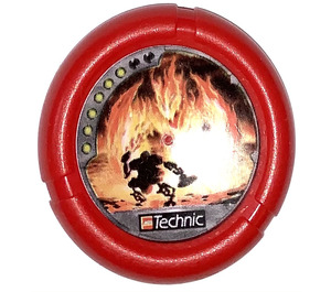 LEGO Red Technic Bionicle Weapon Throwing Disc with Pips and Malevolent Vortex (32171)