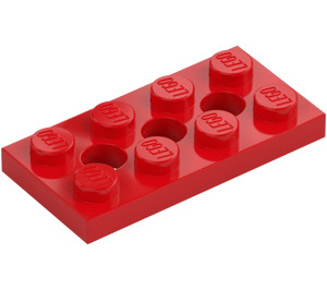 LEGO Red Technic Plate 2 x 4 with Holes (3709)