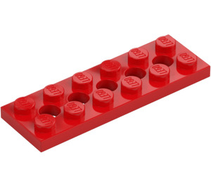 LEGO Red Technic Plate 2 x 6 with Holes (32001)