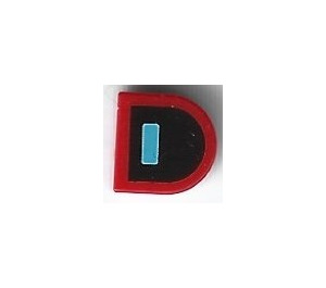 LEGO Rot Fliese 1 x 1 Hälfte Oval mit Bright Licht Blau Rectangle und Schwarz Background (24246)