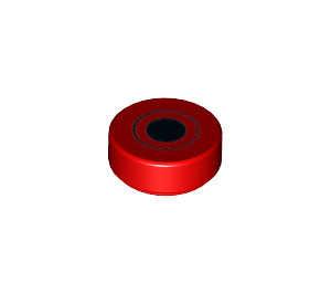 LEGO Red Tile 1 x 1 Round with Black Dot and Circle Pattern (25314 / 98138)