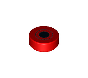 LEGO Rood Tegel 1 x 1 Rond met Zwart Dot en Cirkel Patroon (25314 / 98138)